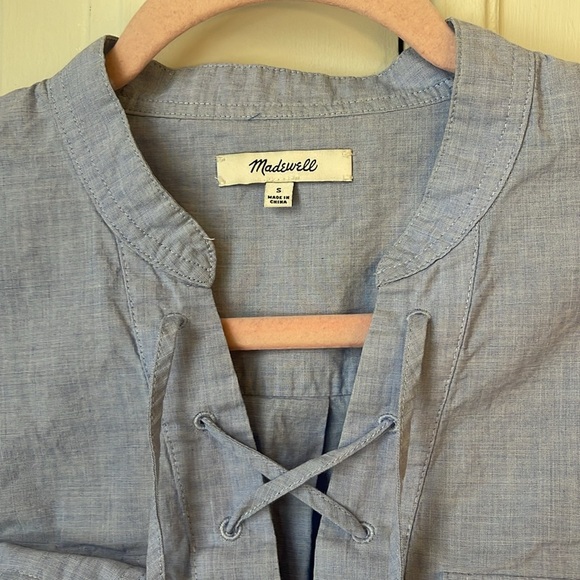 Madewell Terrace Lace-Up Shirt Waterfall Blue S - Picture 3 of 6